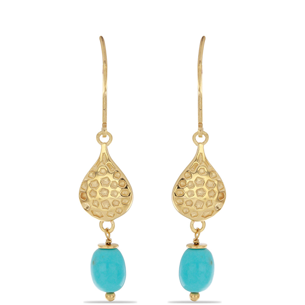 Pozlátené Strieborné Náušnice s so Sleeping Beauty Tyrkysom