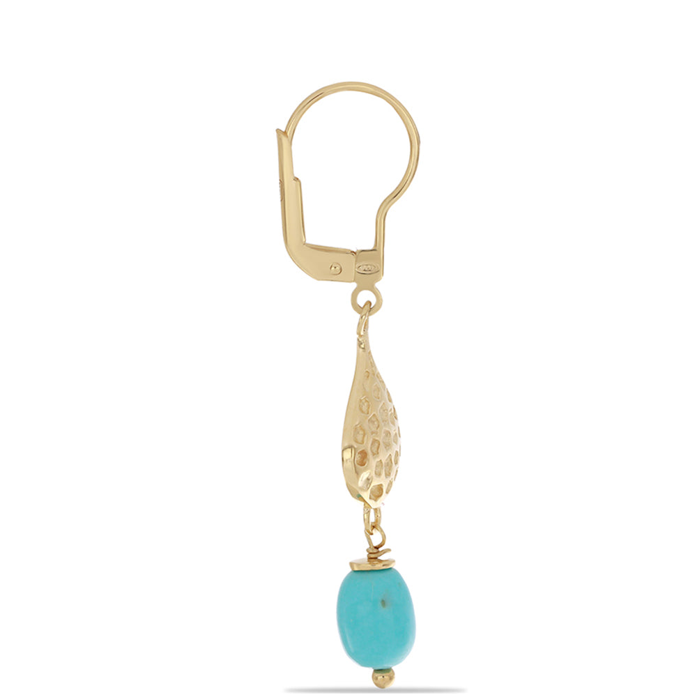 Pozlátené Strieborné Náušnice s so Sleeping Beauty Tyrkysom 2 