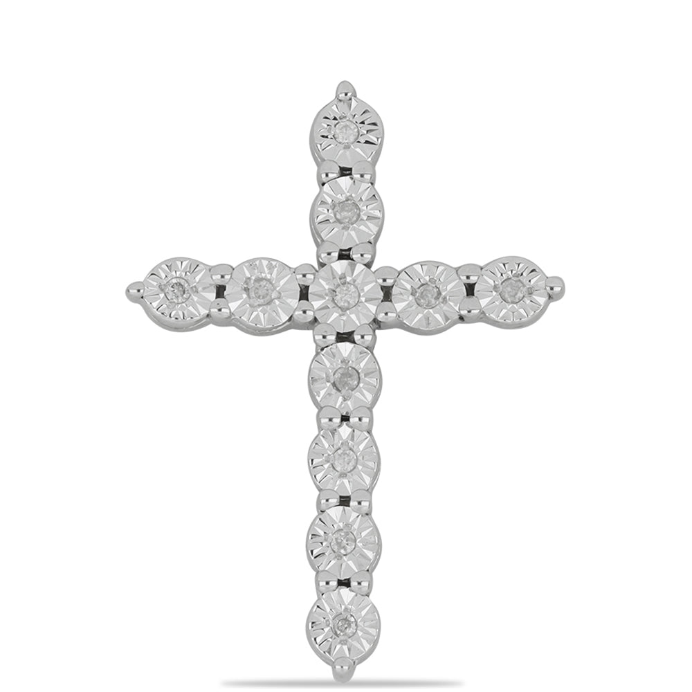 Kríž Strieborný Prívesok s Bielym Diamantom