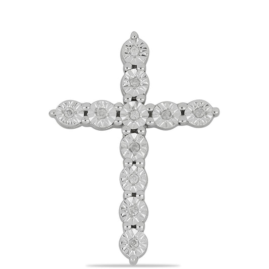 Kríž Strieborný Prívesok s Bielym Diamantom