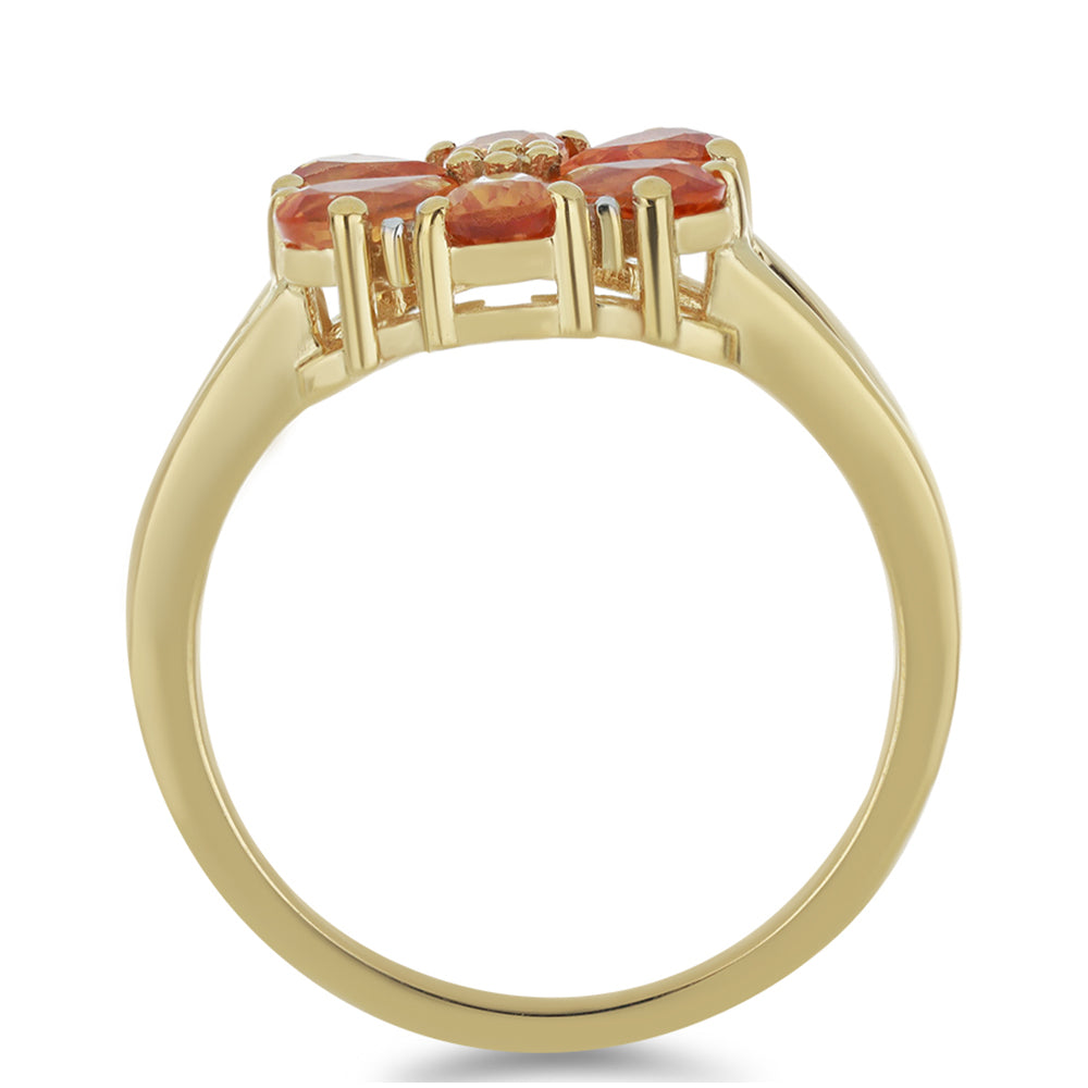 Zlatý Prsteň s Cejlónskym oranžovým zafírom a Prírodným Bielým Zirkonom 2 
