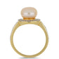 Pozlátený Strieborný Prsteň s so Broskyňovou Sladkovodnou Perlou a Bielym Topásom