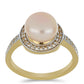 Pozlátený Strieborný Prsteň s so Broskyňovou Sladkovodnou Perlou a Bielym Topásom