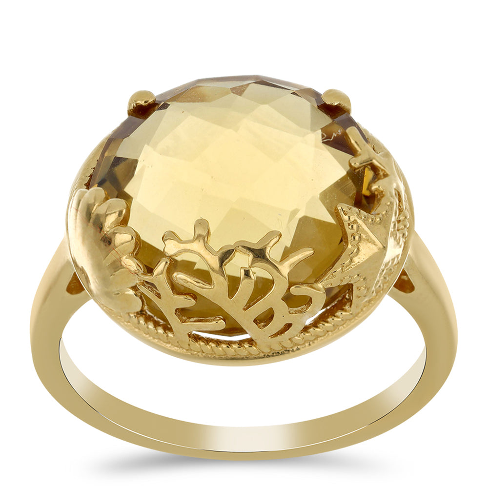 Pozlátený Strieborný Prsteň s Koňakovým Kremeňom 3 