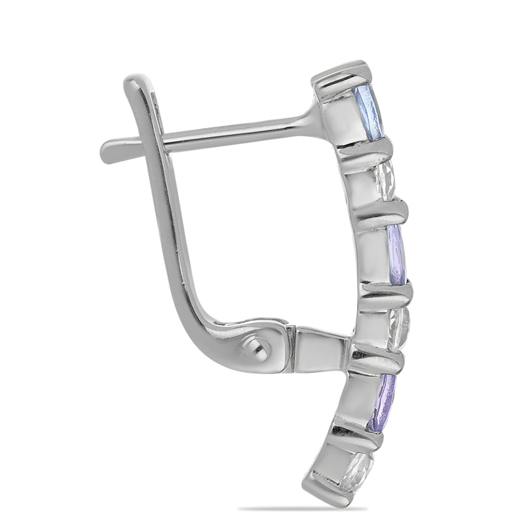 Strieborné Náušnice s Tanzanitom a Bielym Topásom 2 