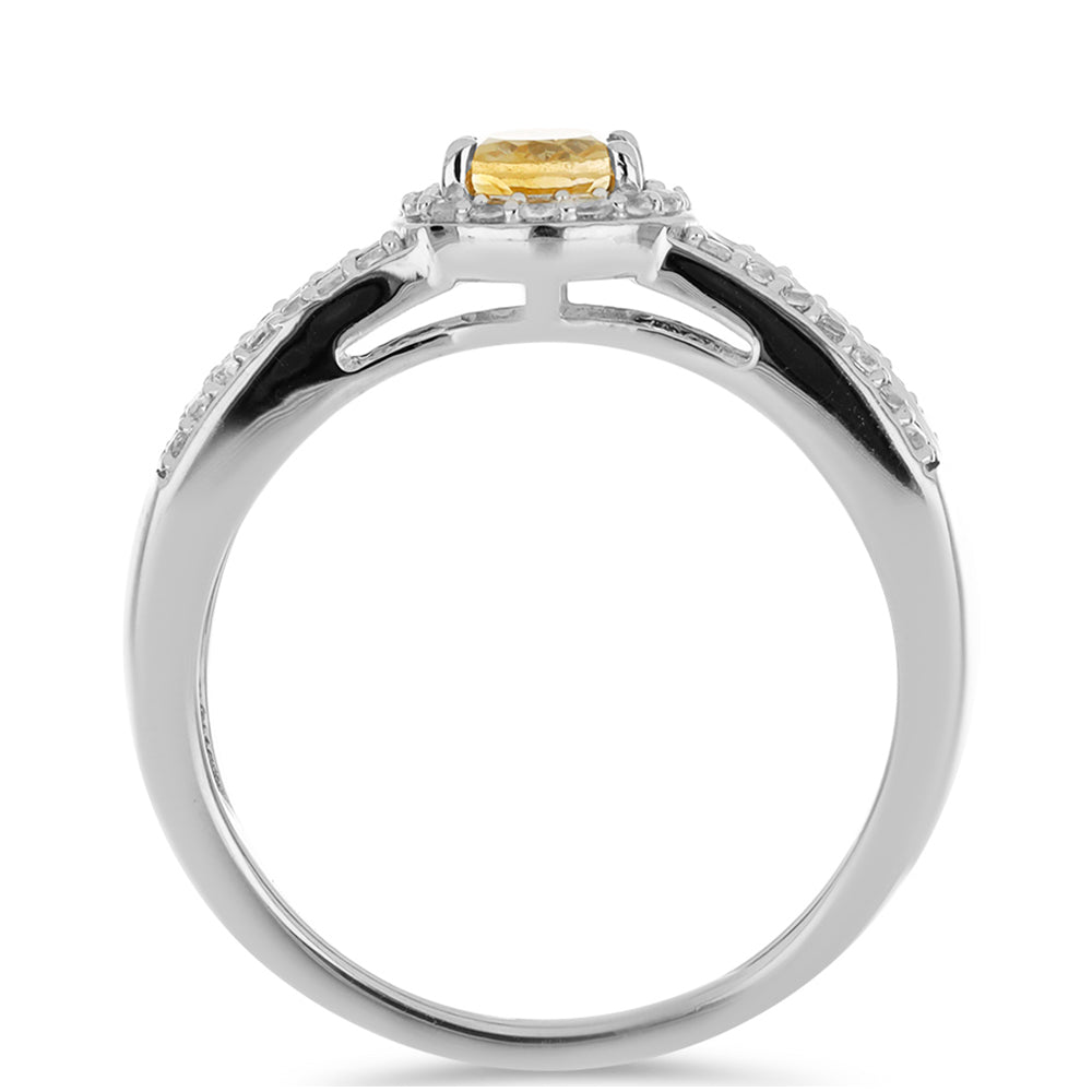 Strieborný Prsteň s Uralským Citrínom a Bielym Topásom 2 