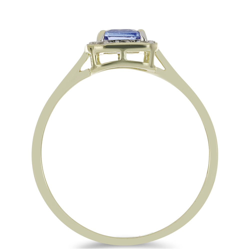 Zlatý Prsteň s AAA Tanzanitom a Prírodným Bielým Zirkonom 2 