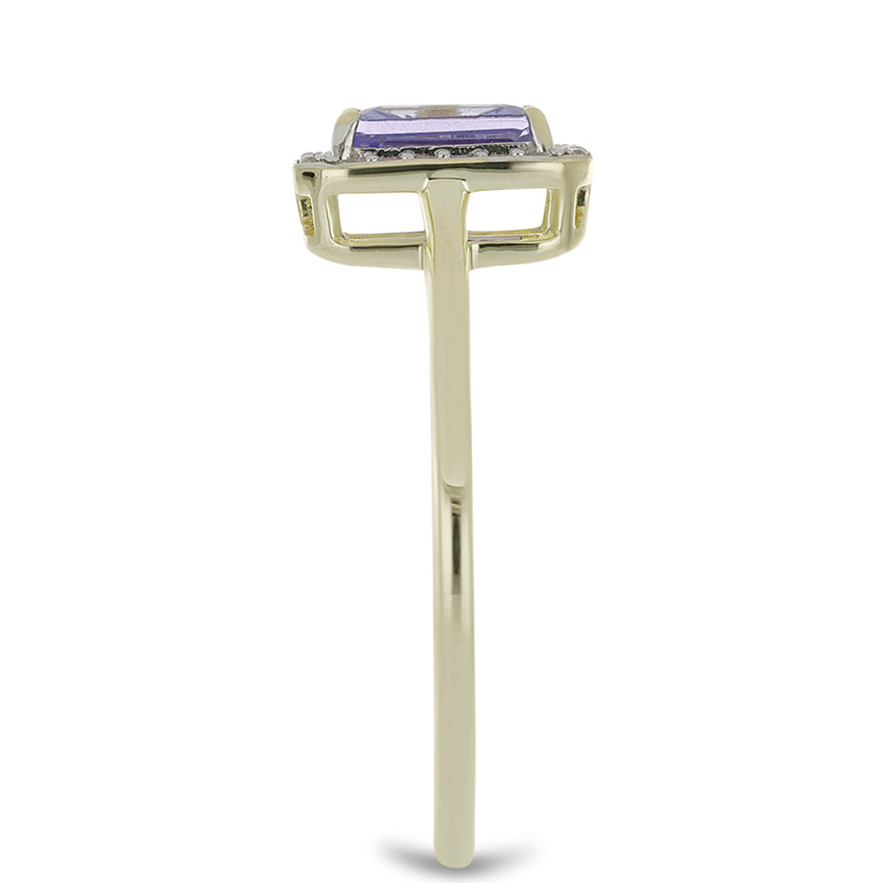 Zlatý Prsteň s AAA Tanzanitom a Prírodným Bielým Zirkonom 4 