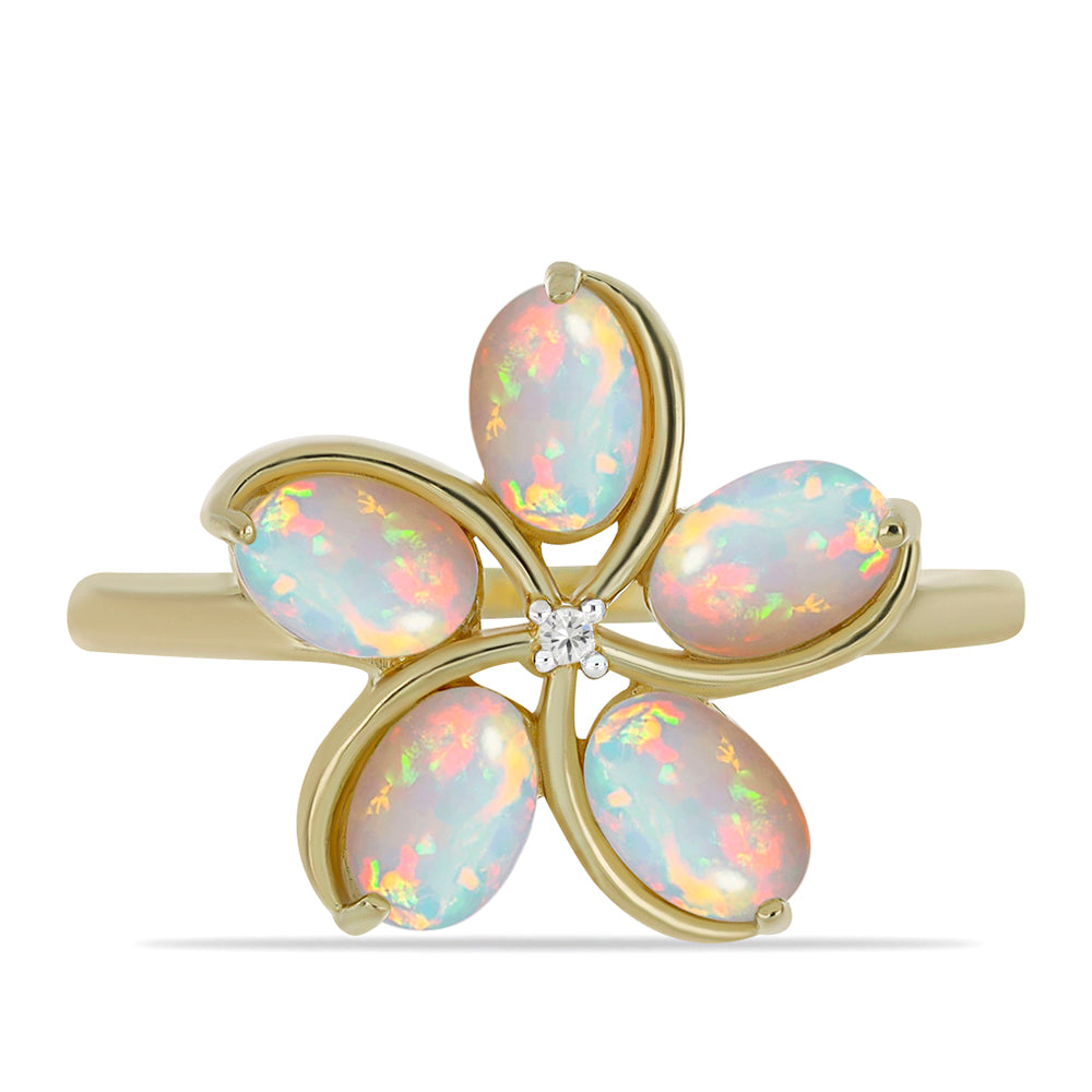 Pozlátený Strieborný Prsteň s Etiópskym Opálom z Lega Dembi a Bielym Topásom 1 