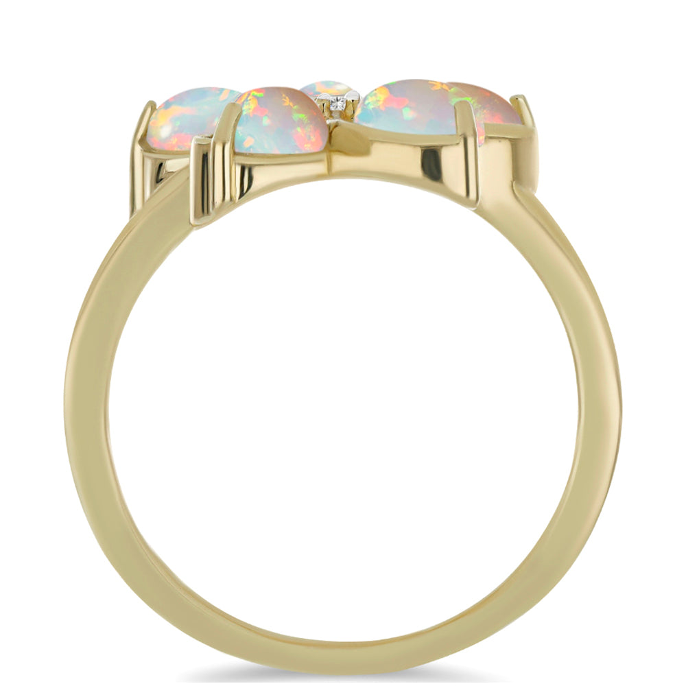 Pozlátený Strieborný Prsteň s Etiópskym Opálom z Lega Dembi a Bielym Topásom 2 