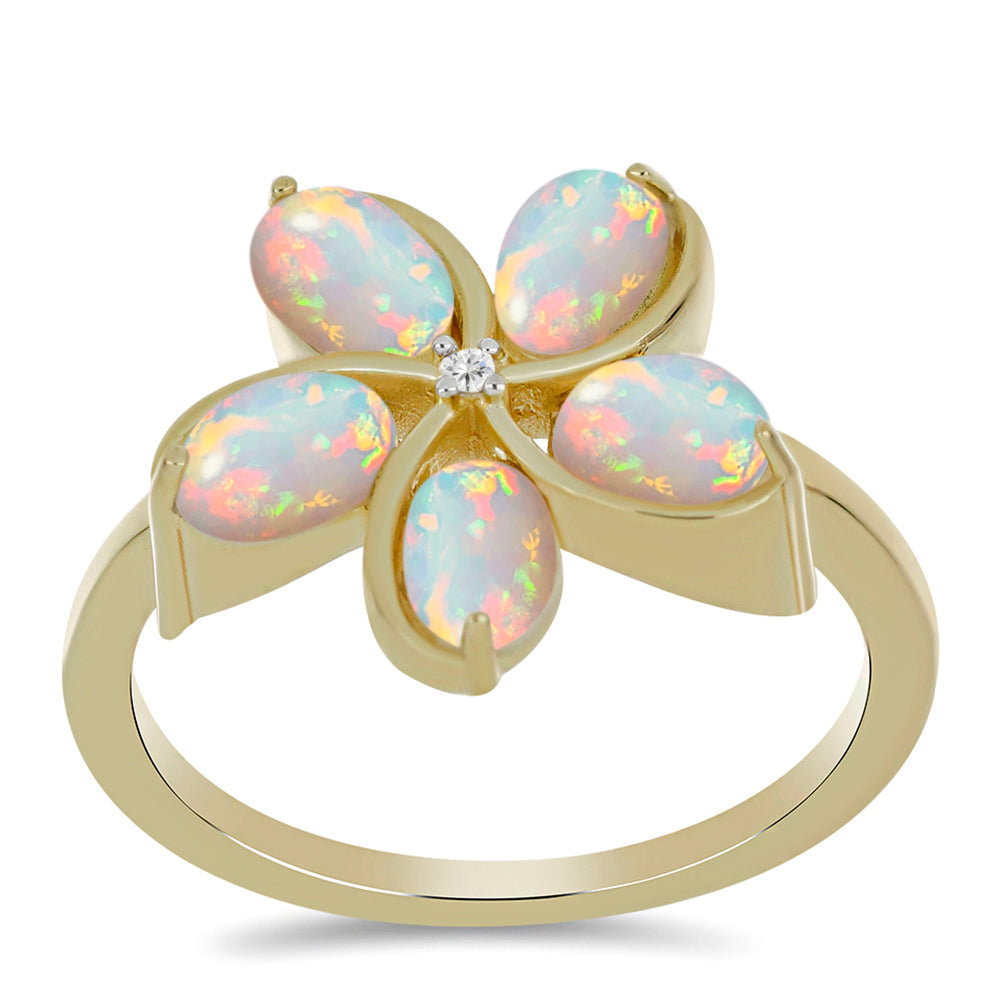 Pozlátený Strieborný Prsteň s Etiópskym Opálom z Lega Dembi a Bielym Topásom 3 