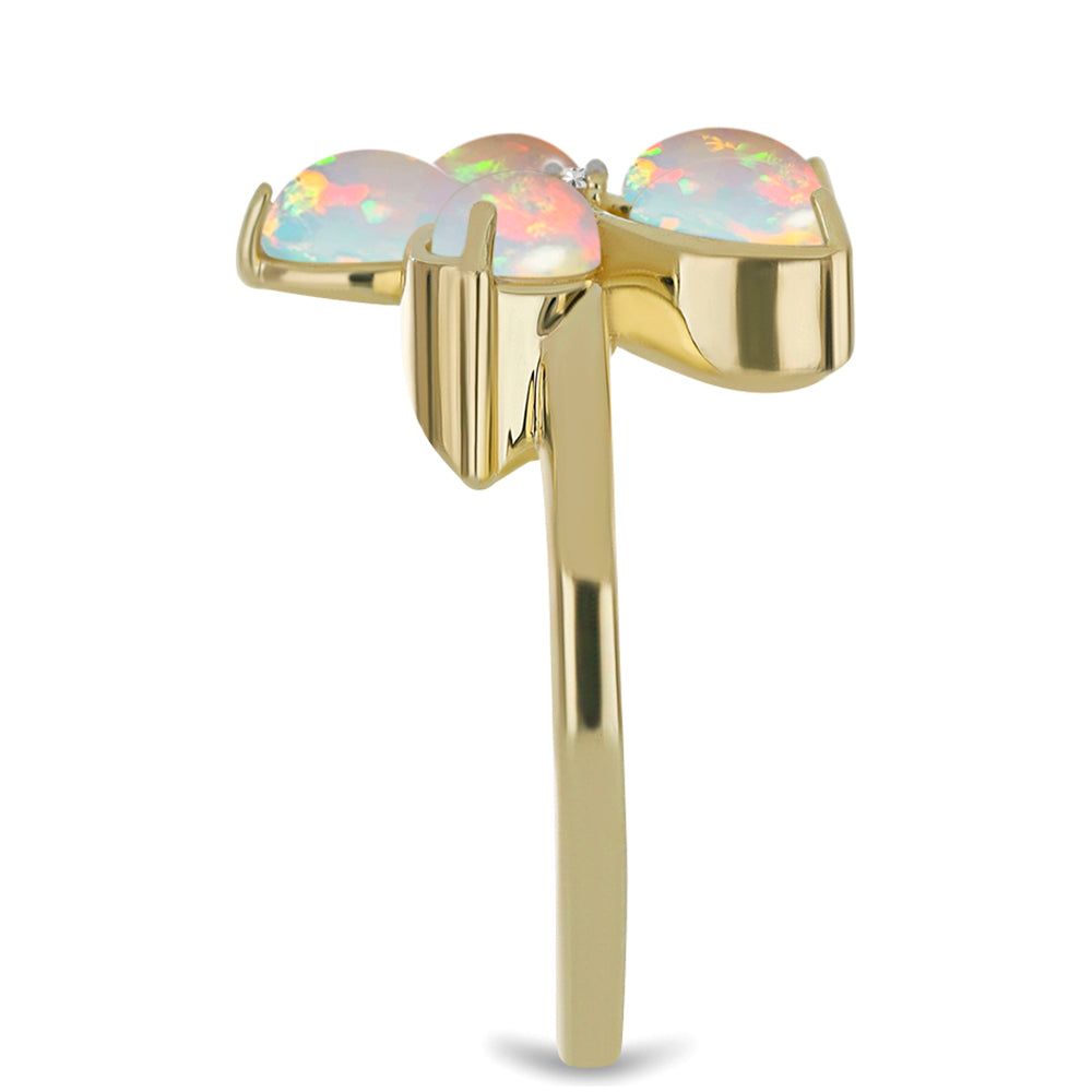 Pozlátený Strieborný Prsteň s Etiópskym Opálom z Lega Dembi a Bielym Topásom