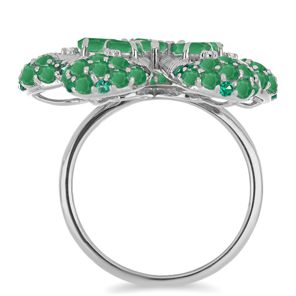 Strieborný Prsteň s Brazílskym Smaragdom a Bielym Diamantom 2 