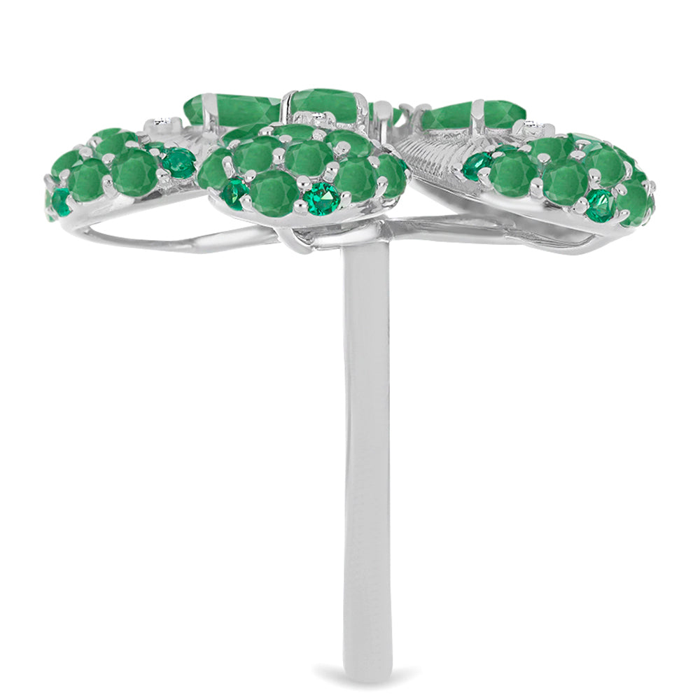 Strieborný Prsteň s Brazílskym Smaragdom a Bielym Diamantom 4 