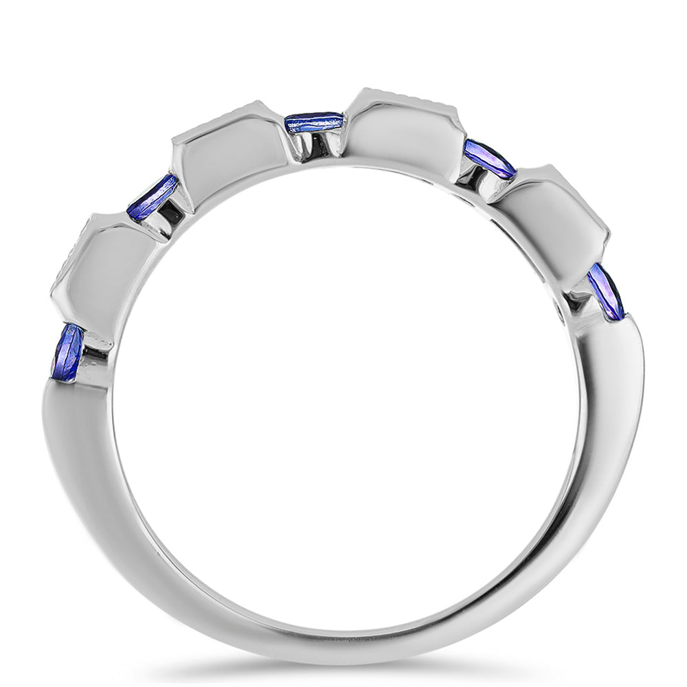 Strieborný Prsteň s Tanzanitom a Bielym Topásom