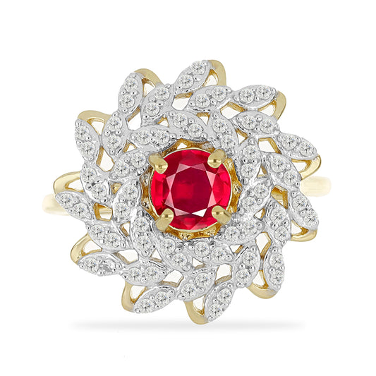 Pozlátený Strieborný Prsteň s Madagaskarským Rubínom a Bielym Topásom