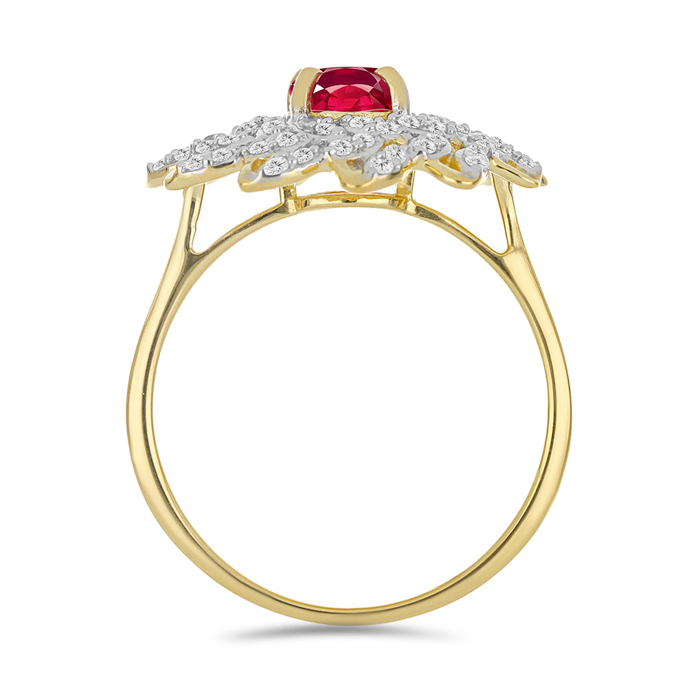 Pozlátený Strieborný Prsteň s Madagaskarským Rubínom a Bielym Topásom 2 