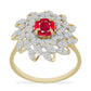 Pozlátený Strieborný Prsteň s Madagaskarským Rubínom a Bielym Topásom