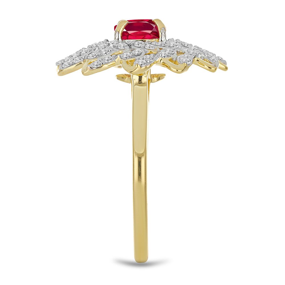 Pozlátený Strieborný Prsteň s Madagaskarským Rubínom a Bielym Topásom 4 