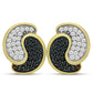 Pozlátené Strieborné Náušnice s Čiernym Spinelom a Bielym Topásom
