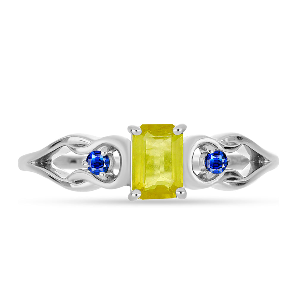 Strieborný Prsteň s so Žltým Zafírom a Austrálskym Modrým Zafírom 1 