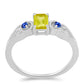 Strieborný Prsteň s so Žltým Zafírom a Austrálskym Modrým Zafírom
