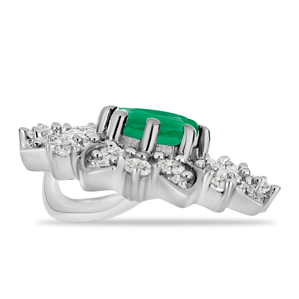 Strieborný Prívesok s Brazílskym Smaragdom a Bielym Topásom 2 