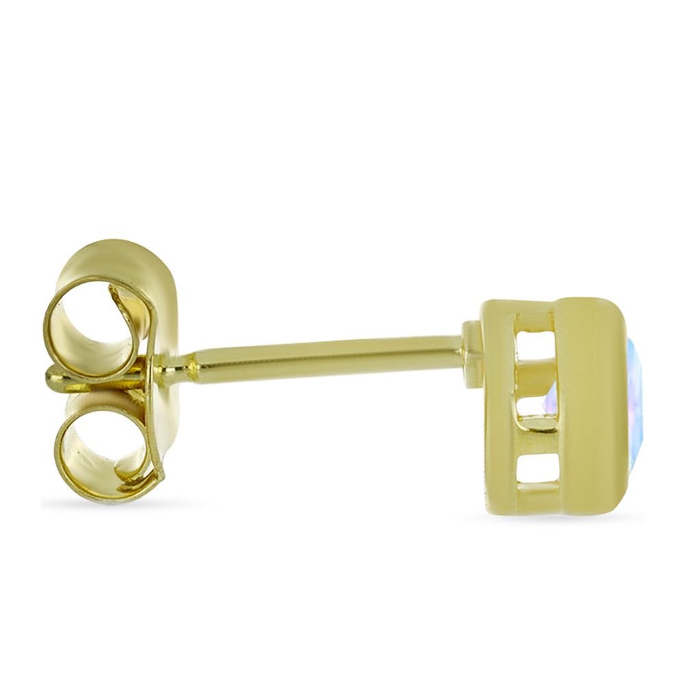 Pozlátené Strieborné Náušnice s Dúhovým Mesačným Kameňom 2 