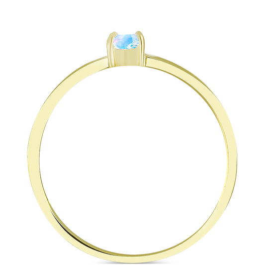 Pozlátený Strieborný Prsteň s Dúhovým Mesačným Kameňom