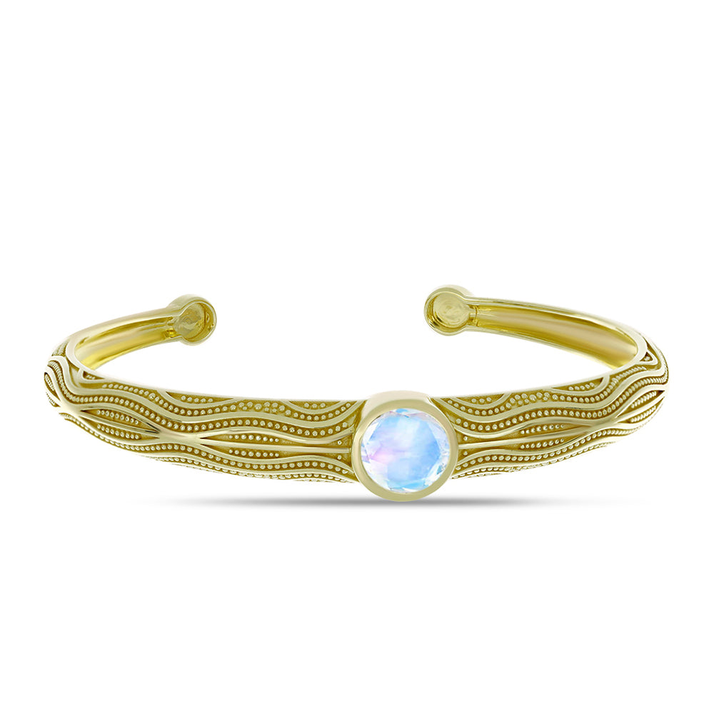 Pozlátený Strieborný Náramok s Dúhovým Mesačným Kameňom 1 