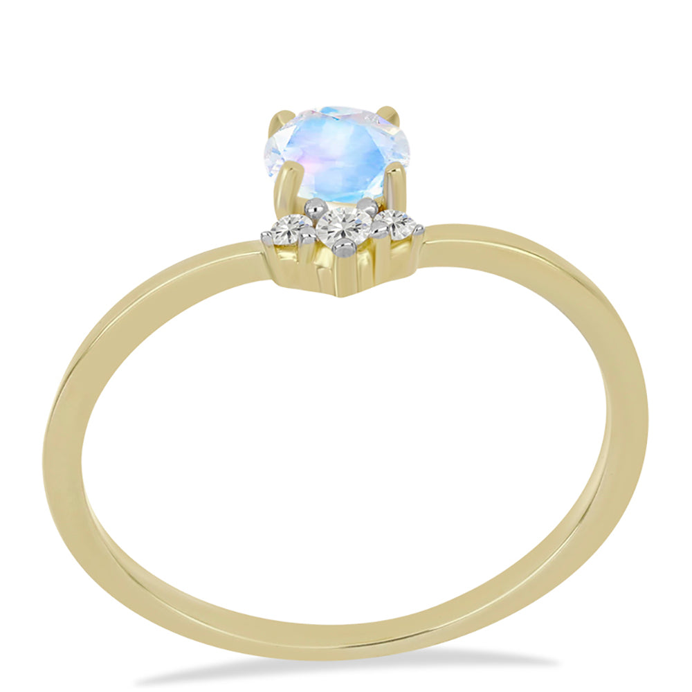 Pozlátený Strieborný Prsteň s Dúhovým Mesačným Kameňom a Bielym Topásom 3 