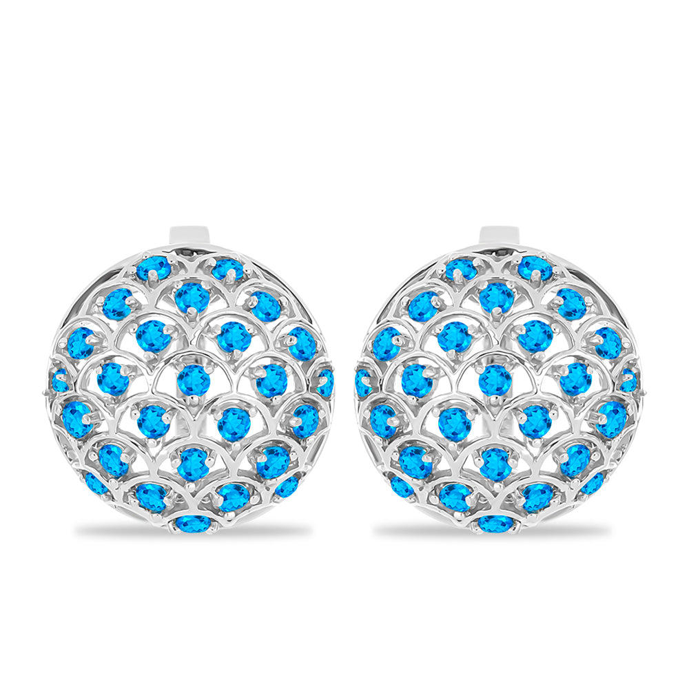 Strieborné Náušnice s Nebeským Modrým Apatitom