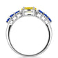 Strieborný Prsteň s so Žltým Zafírom a Austrálskym Modrým Zafírom