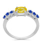 Strieborný Prsteň s so Žltým Zafírom a Austrálskym Modrým Zafírom