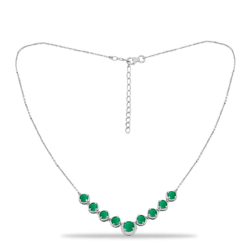 Strieborný Náhrdelník s Brazílskym Smaragdom a Bielym Topásom