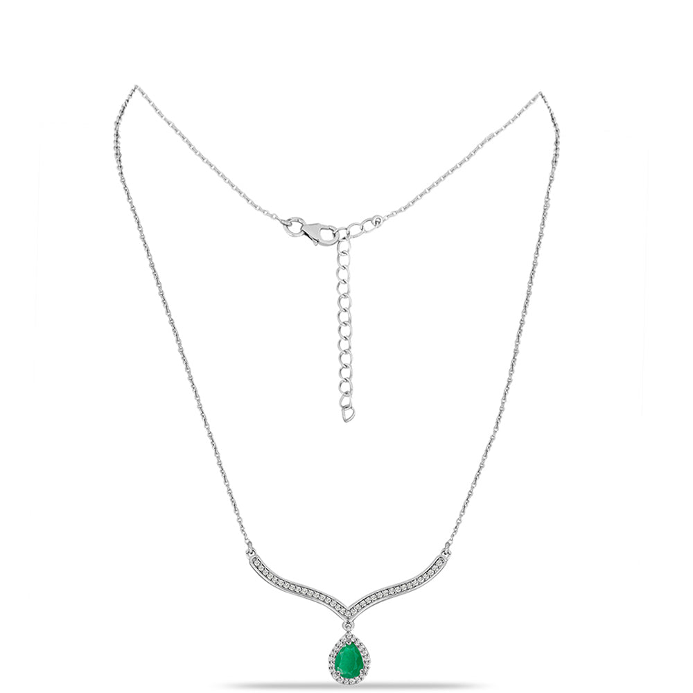 Strieborný Náhrdelník s Brazílskym Smaragdom a Bielym Topásom 1 