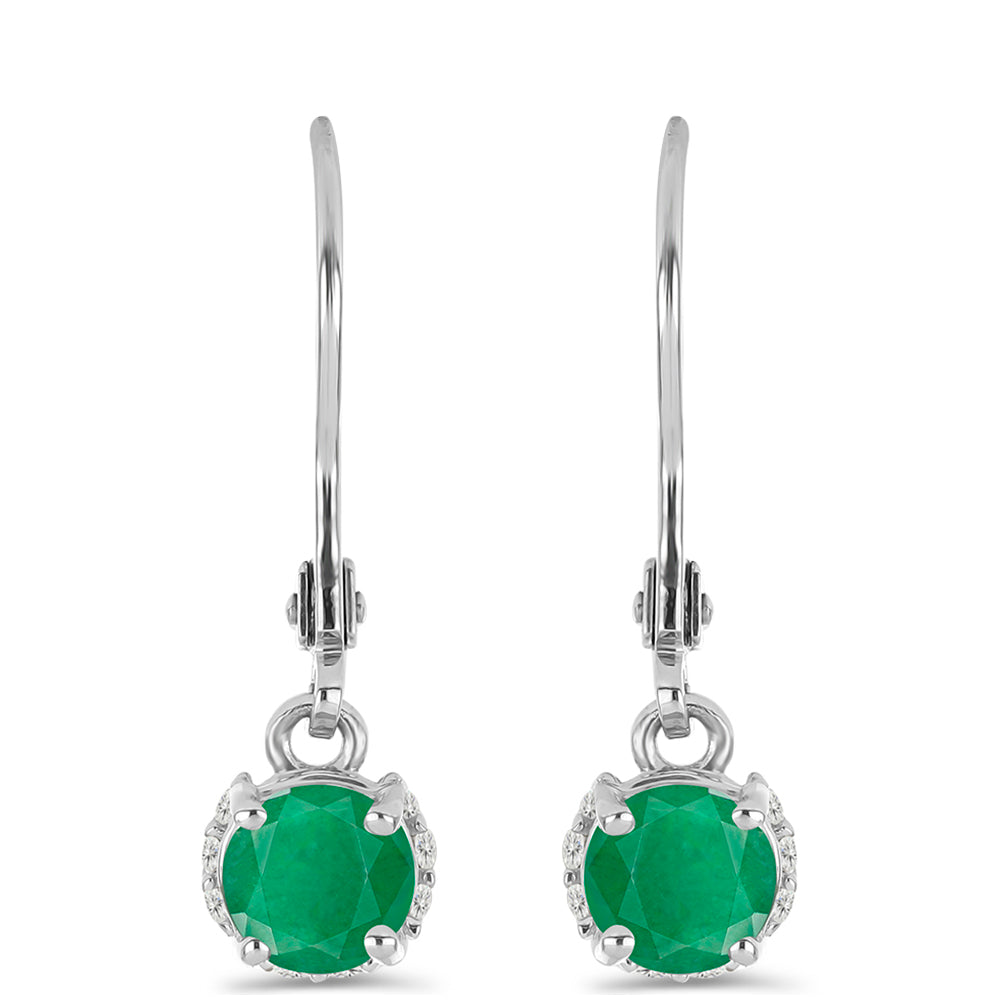 Strieborné Náušnice s Brazílskym Smaragdom a Bielym Topásom 1 