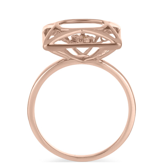 Ružovým Zlatom Pozlátený Strieborný Prsteň s Ružový Tancujúcim Diamantom