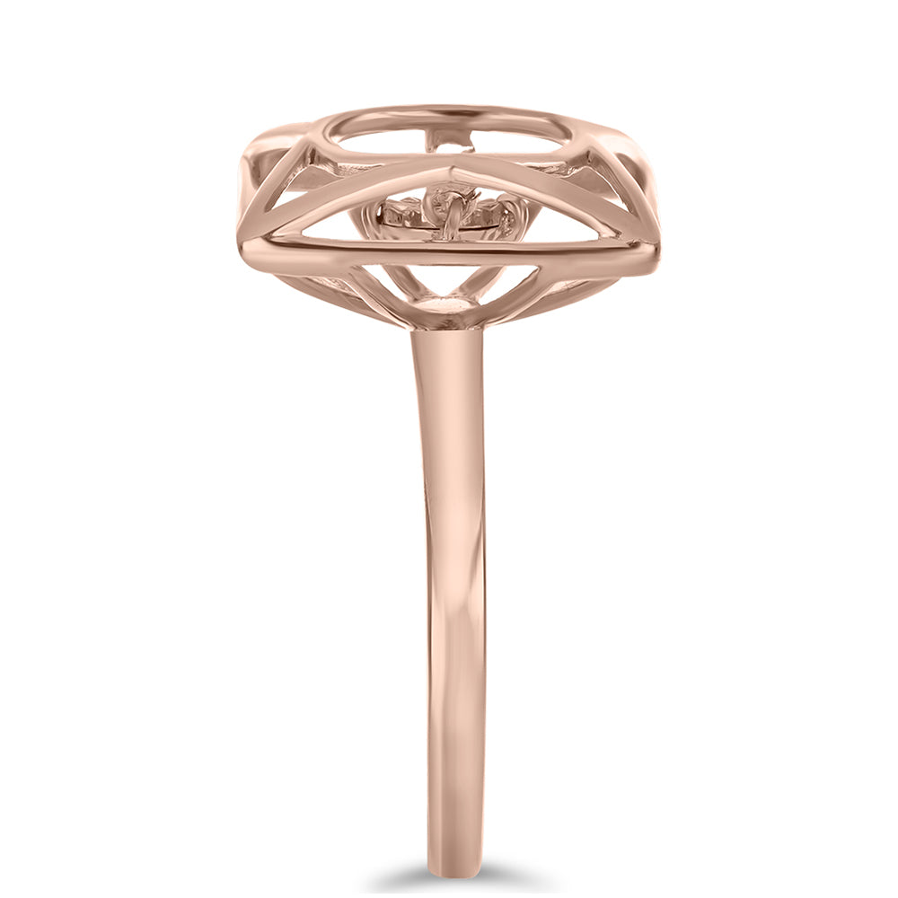 Ružovým Zlatom Pozlátený Strieborný Prsteň s Ružový Tancujúcim Diamantom