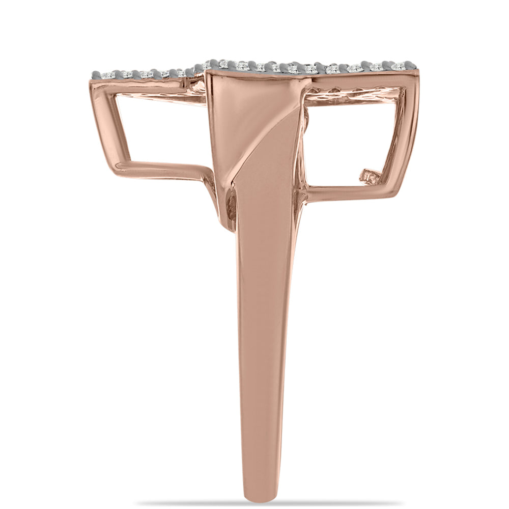 Ružovým Zlatom Pozlátený Strieborný Prsteň s Ružový Tancujúcim Diamantom a Bielym Topásom