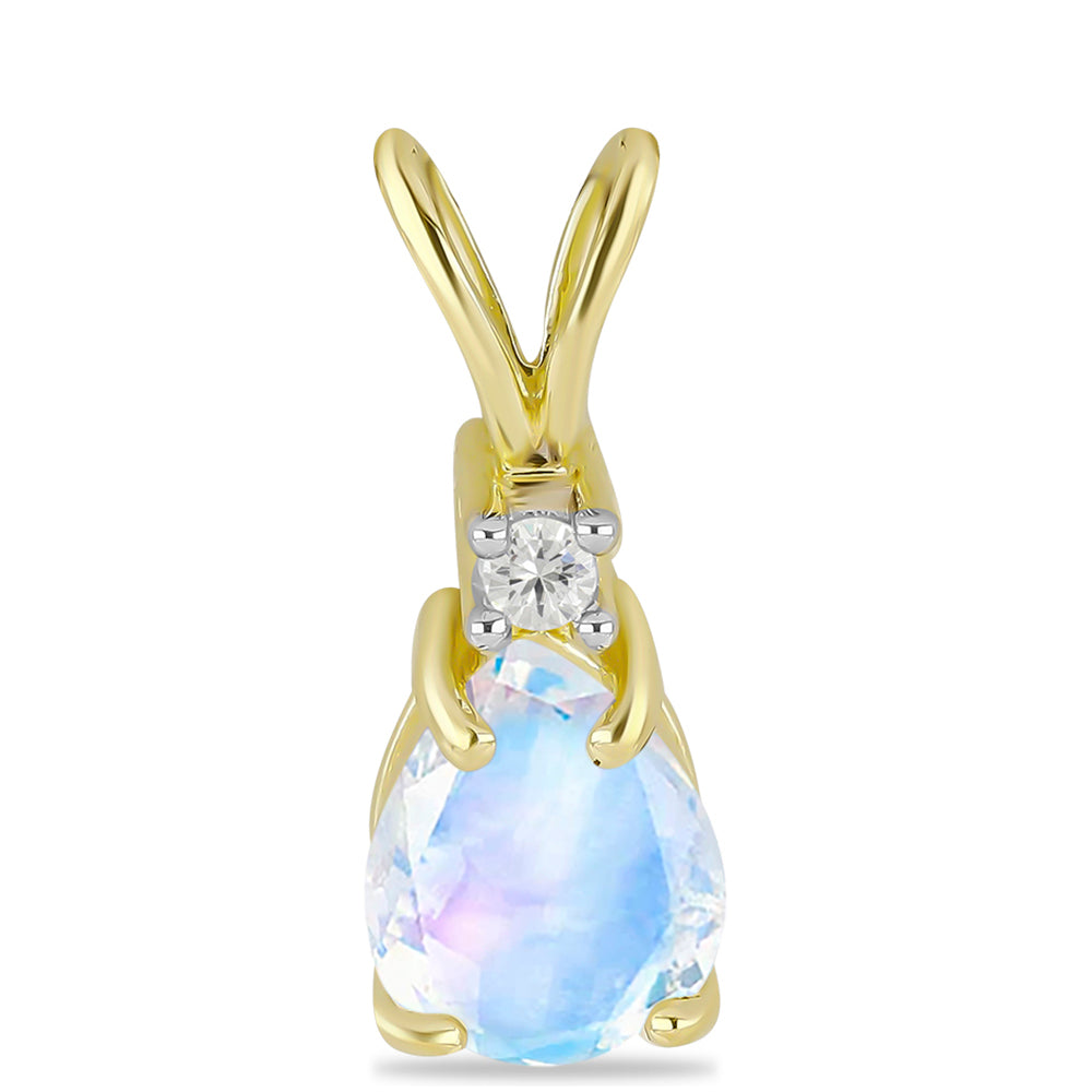 Pozlátený Strieborný Prívesok s Dúhovým Mesačným Kameňom a Bielym Topásom 1 