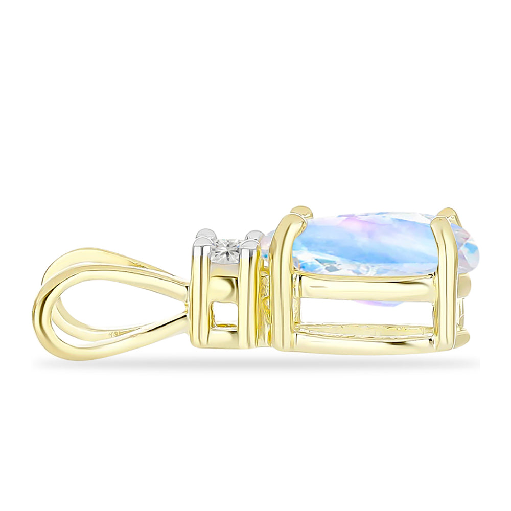 Pozlátený Strieborný Prívesok s Dúhovým Mesačným Kameňom a Bielym Topásom 2 