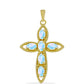 Kríž Pozlátený Strieborný Prívesok s Dúhovým Mesačným Kameňom