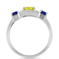 Strieborný Prsteň s so Žltým Zafírom a Austrálskym Modrým Zafírom