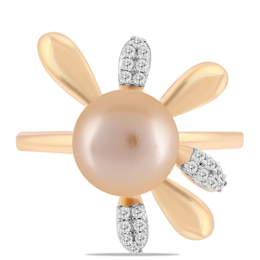 Pozlátený Strieborný Prsteň s so Zlatou Sladkovodnou Perlou a Bielym Topásom