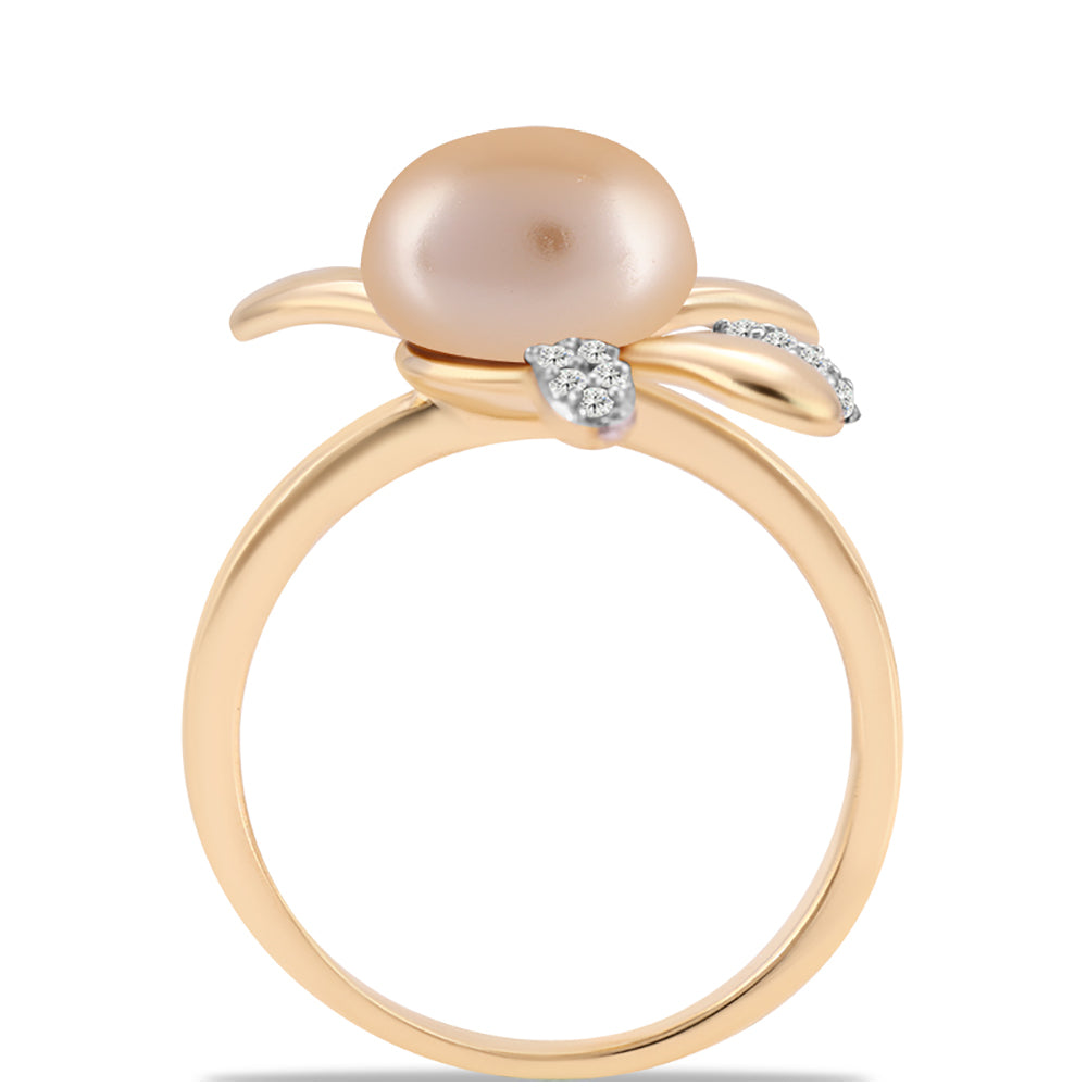 Pozlátený Strieborný Prsteň s so Zlatou Sladkovodnou Perlou a Bielym Topásom