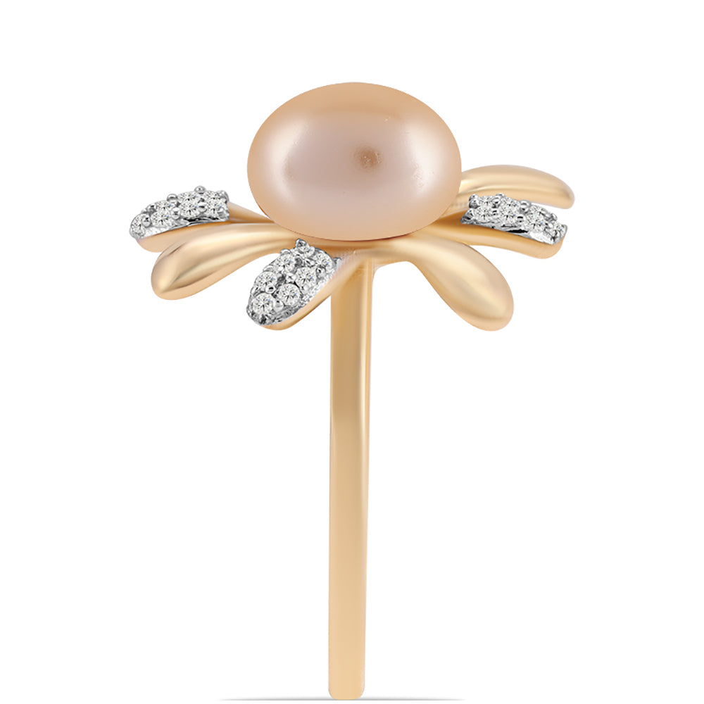 Pozlátený Strieborný Prsteň s so Zlatou Sladkovodnou Perlou a Bielym Topásom