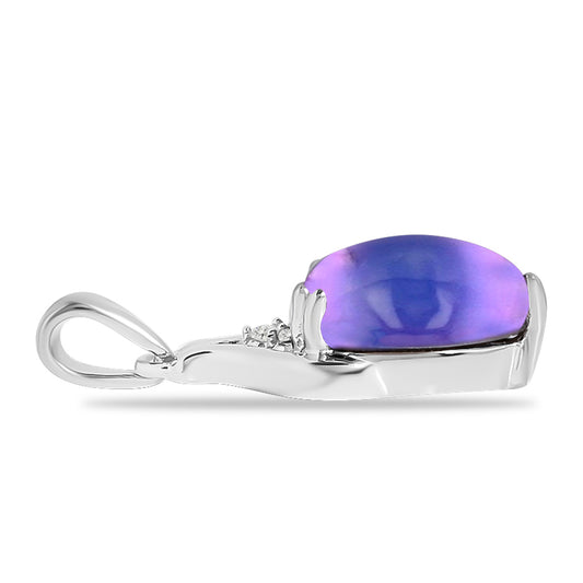 Strieborný Prívesok s Fialovým Mesačným Kameňom a Bielym Topásom