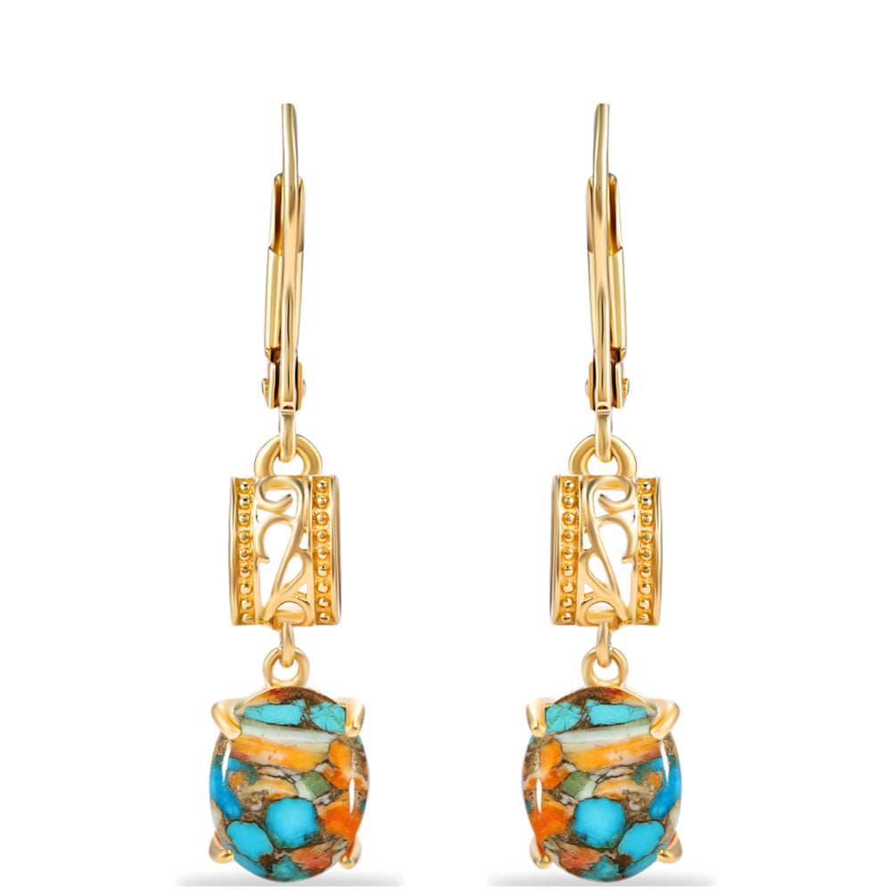 Pozlátené Strieborné Náušnice s Ustricovým Tyrkysom 1 