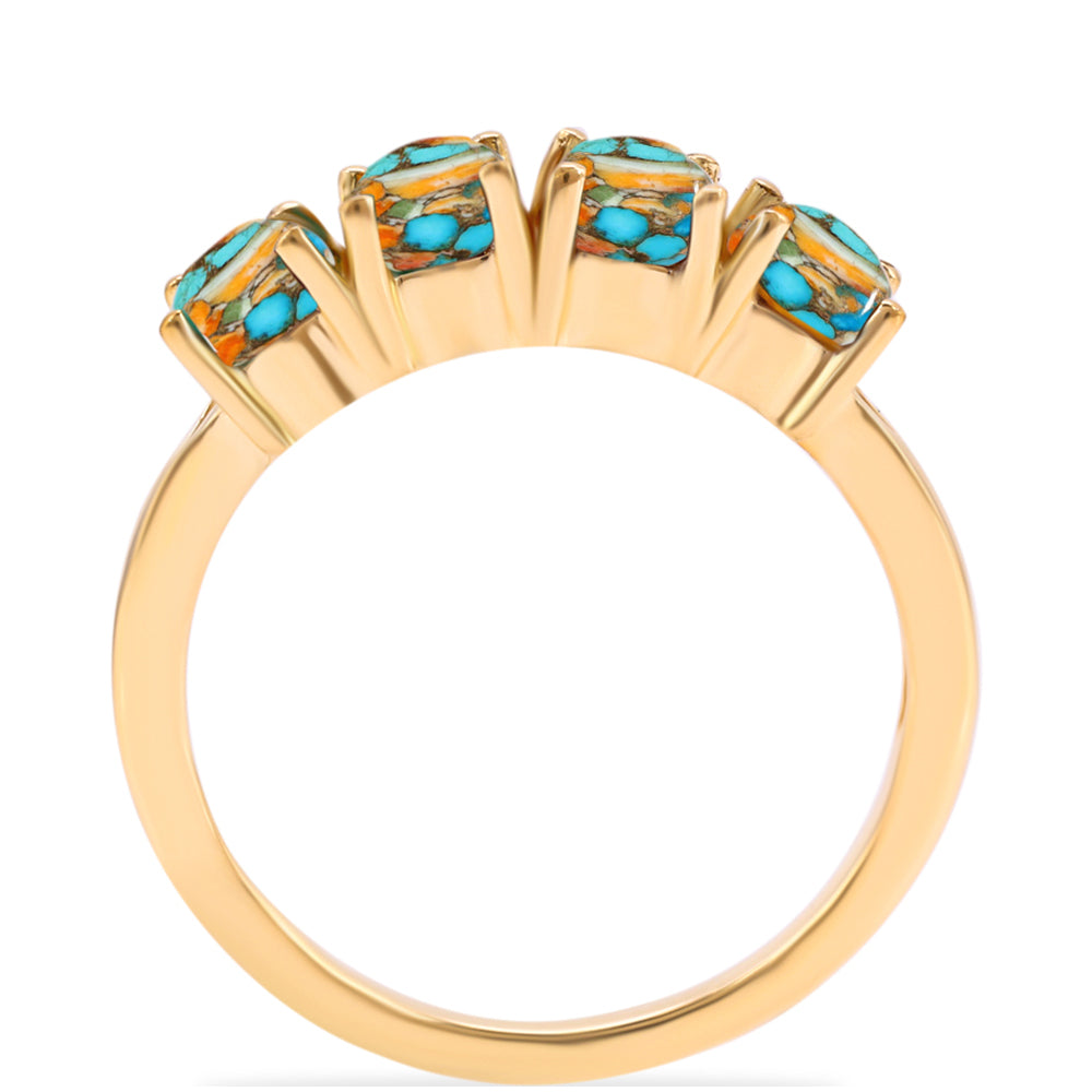 Pozlátený Strieborný Prsteň s Ustricovým Tyrkysom